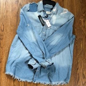 NWT Express Boyfriend Chambray Shirt